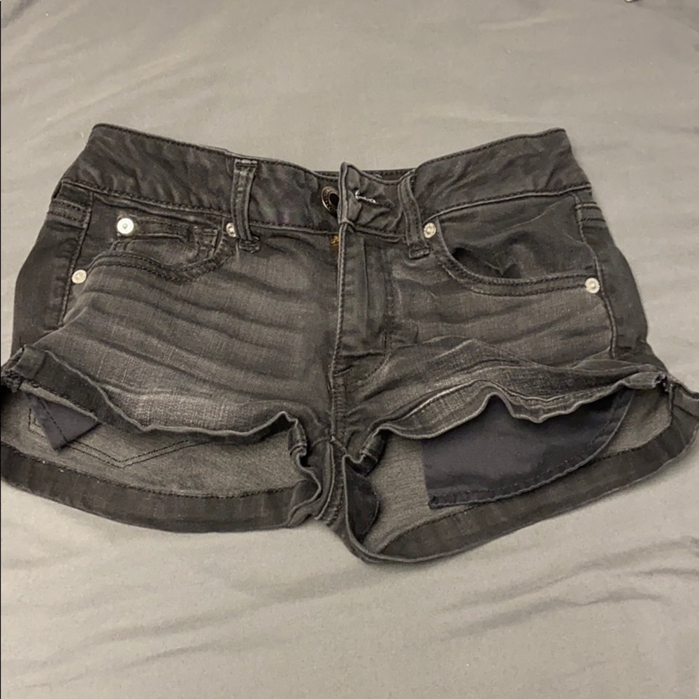 black jean shorts